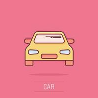 icône de voiture de dessin animé de vecteur dans le style comique. pictogramme d'illustration de véhicule automobile. concept d'effet d'éclaboussure de berline de voiture.