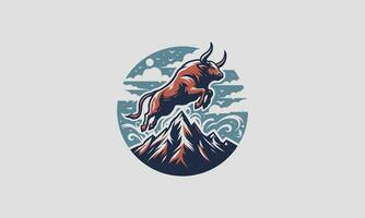 taureau sauter sur Montagne vecteur illustration ouvrages d'art conception