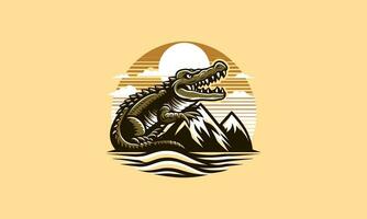 crocodile sur Montagne vecteur illustration logo conception