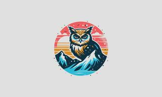 hibou et Montagne vecteur illustration ouvrages d'art conception