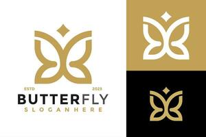 élégant papillon logo conception vecteur symbole icône illustration