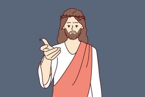 Jésus atteint en dehors à écran offre Aidez-moi et salut comme décrit dans vieux testament vecteur
