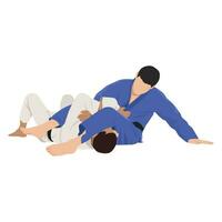 deux brésilien jiu jitsu les athlètes combat étouffer. vecteur