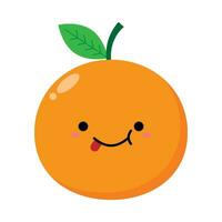 plat illustration de mignonne Orange fruit dessin animé sur isolé Contexte vecteur