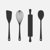 cuisine article Icônes collection. cuisine cuillère, préparé repas, culinaire, boulangerie symboles. vecteur