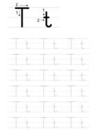 imprimable lettre t alphabet tracé feuille de travail vecteur