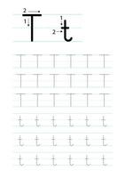 imprimable lettre t alphabet tracé feuille de travail vecteur