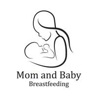 beauté infirmière en lactation maman bébé, maman mère allaitement maternel lactation logo illustration vecteur