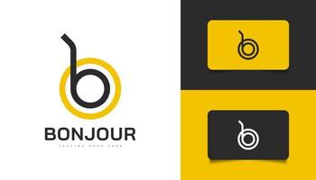 création de logo lettre b et o moderne et minimaliste en noir et jaune. modèle de conception de logo bo abstrait vecteur