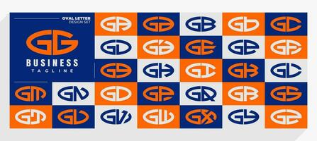 ensemble de abstrait ligne ovale lettre g gg logo conception vecteur