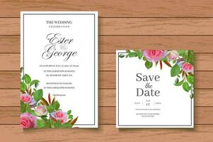 main tiré floral mariage invitation carte ensemble vecteur