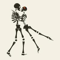 mignonne squelette romantique couple. mignonne personnage squelette os. concept la Saint-Valentin journée vecteur