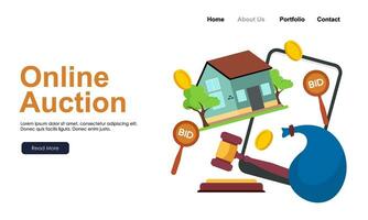 page de destination de conception de concept d'offre et d'enchères vecteur