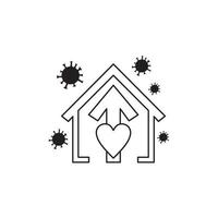 icônes sur le thème du virus corona covid 19 - rester à la maison illustration du logo vectoriel