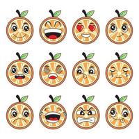 illustration vectorielle de dessin animé orange avec une expression faciale heureuse et drôle vecteur