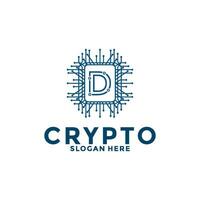 lettre ré numérique crypto devise logo avec blockchain technologie. financier La technologie logo modèle vecteur