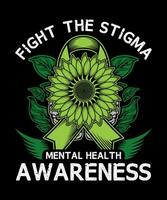 bats toi le stigmate mental santé conscience vert T-shirt conception. vecteur