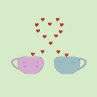 l'amour des tasses , la Saint-Valentin journée salutation carte vecteur