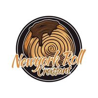 Nouveau york rouleau croissant ou cromboloni logo modèle vecteur