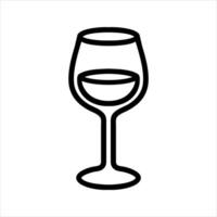 du vin verre vecteur noir et blanc icône. de l'alcool dans une verre. contour illustration pour le conception de barres, Restaurants, magasins.