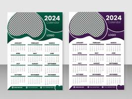 gratuit vecteur Créatif conception 2024 calendrier impression prêt modèle.