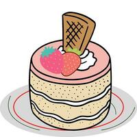 illustration de gâteau sur une assiette vecteur