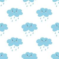 pluie des nuages kawaii personnages sans couture modèle vecteur