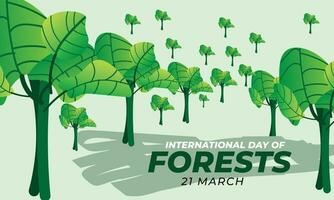 international journée de les forêts. arrière-plan, bannière, carte, affiche, modèle. vecteur illustration.