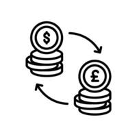 devise échange icône avec dollar et livre sterling pièces de monnaie vecteur