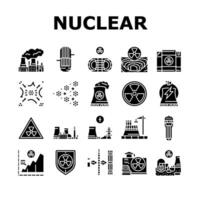 nucléaire énergie Puissance plante Icônes ensemble vecteur