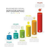 infographie affaires modèle. 6 pas 3d carte mentale diagramme. concept présentation. vecteur