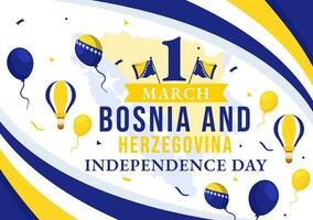 Bosnie et herzégovine indépendance journée vecteur illustration sur 1er de Mars avec agitant drapeau et point de repère bâtiment dans Mémorial vacances plat Contexte