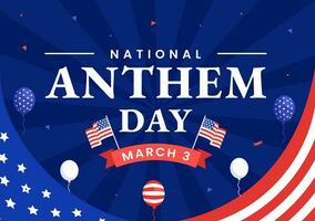 nationale hymne journée vecteur illustration sur Mars 3 avec uni États de Amérique drapeau dans nationale vacances plat dessin animé Contexte conception