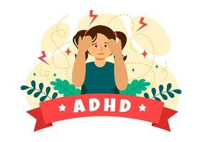 adhd ou attention déficit hyperactivité désordre vecteur illustration avec des gamins impulsif et hyperactif comportement dans mental santé et psychologie