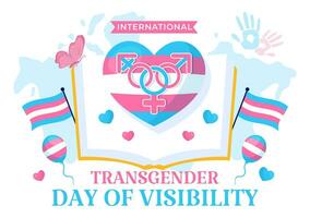 international transgenres journée de visibilité vecteur illustration sur Mars 31 avec transgenres fierté drapeaux et symbole dans fête plat Contexte