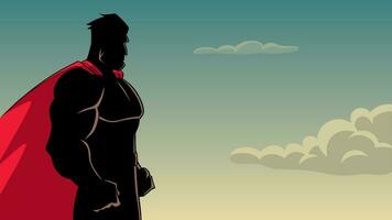 super-héros côté profil ciel silhouette vecteur