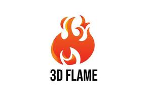 3d flamme ou Feu logo vecteur