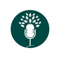 la nature Podcast avec feuille logo conception modèle vecteur