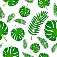 vecteur sans couture modèle avec coloré tropical feuilles. mignonne brillant et amusement été floral Contexte. jungle feuille, exotique paume feuilles. vecteur illustration