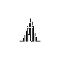 fw gratte-ciel ligne logo initiale concept avec haute qualité logo conception vecteur