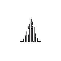 Jn gratte-ciel ligne logo initiale concept avec haute qualité logo conception vecteur