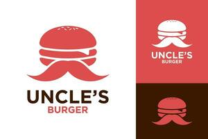 Burger vite nourriture oncle moustache plat moderne vecteur logo conception