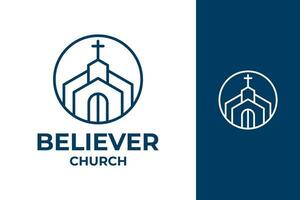 église de croyants minimaliste moderne plat vecteur logo conception