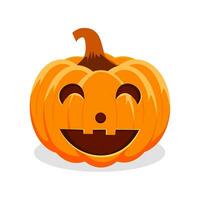 Halloween citrouille avec content visage sur blanc Contexte. vecteur illustration