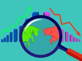 taureau et ours Stock marché financier bar graphique vecteur