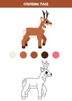 Couleur mignonne dessin animé pronghorn. feuille de travail pour enfants. vecteur