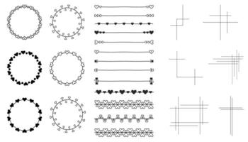 linéaire couronne cœurs conception, horizontal ligne avec cœurs , géométrique éléments illustration vecteur