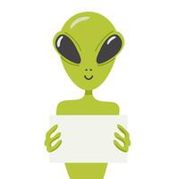 le extraterrestre est en portant une Vide signe. dessin animé style. vecteur illustration