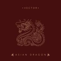 d'or asiatique dragon avec lune dans circulaire vecteur ouvrages d'art