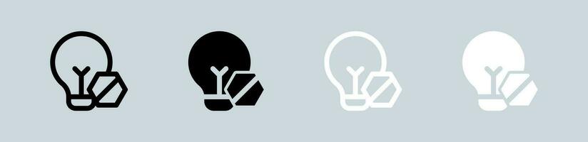 lumière de icône ensemble dans noir et blanche. ampoule panneaux vecteur illustration.